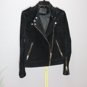 Blank NYC Black Suede Moto Jacket Size Small Missing One Snap